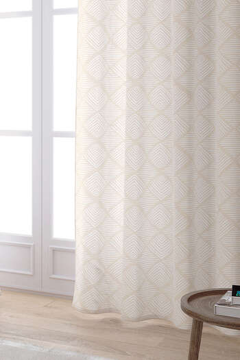 Cango Home Cream White Bohemian Scandinavian Geometric Patterned Digital Printed Curtain Cgh1210-pr