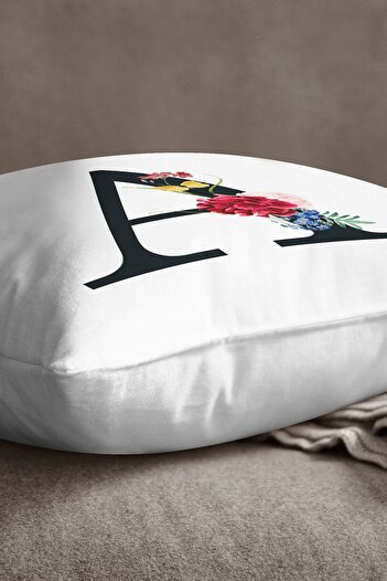 INSENSE HOME Velvet Babyface Double Sided Red Floral Letter Throw Pillow Cover - Letter A