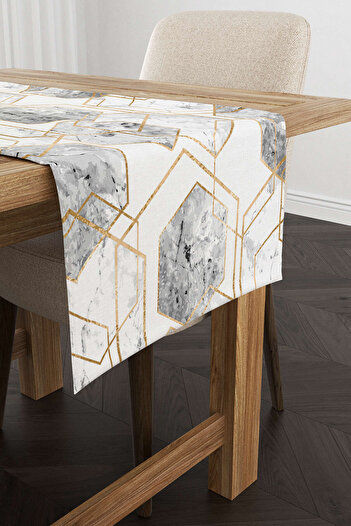 Cango Home White Gray Modern Decorative Marble Patterned Digital Printed Runner - Otyk625-rn