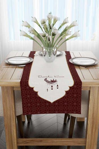 Cango Home Red White Ramadan Themed Decorative Patterned Digital Printed Runner Cgh1309-rn