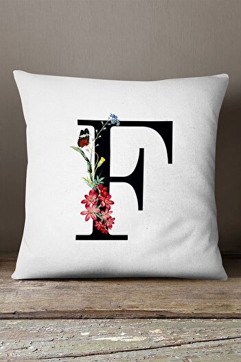 INSENSE HOME Velvet Babyface Double Sided Red Floral Letter Throw Pillow Cover - Letter F