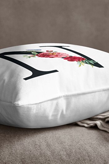 INSENSE HOME Velvet Babyface Double Sided Red Floral Letter Throw Pillow Cover - Letter N