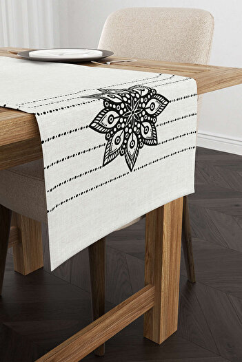 Cango Home Gray Black Ramadan Themed Decorative Patterned Digital Printed Runner Cgh1344-rn