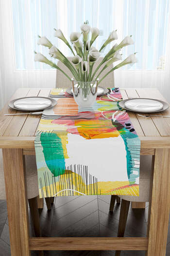 Cango Home Alb, multicolor, modern, abstract, decorativ, cu model, imprimat digital, alergător Cgh1095-rn