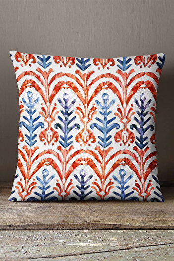 INSENSE HOME Velvet Babyface Red Blue Ethnic Patterned Throw Pillow Pillow Case - Cgh253