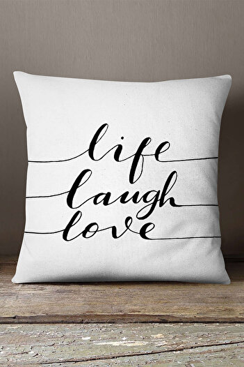 INSENSE HOME Velvet Babyface White Black Life Laugh Love Written Decorative Kırent Case - Cgh282