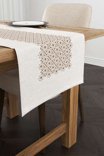 Cango Home Brown Cream Ramadan Themed Decorative Patterned Digital Printed Runner Cgh1324-rn