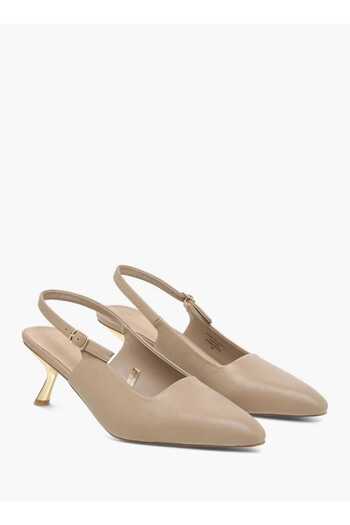 Flora Bella by Shoexpress Flora Bella Solid Slingback Sandals with Buckle Closure and Kitten Heels