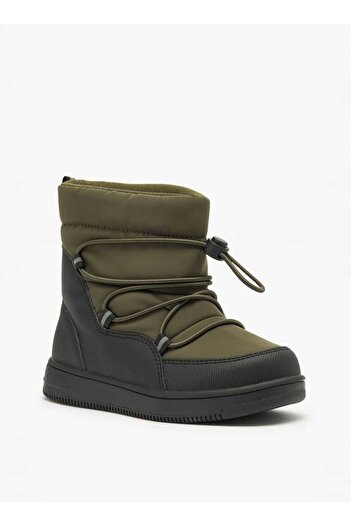 Juniors Solid High Cut Slip-On Boots with Drawstring Detail