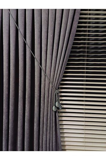 venedik home Luxury Velvet Textured - 1X3 Close Pleat Dark Grey Island Background Curtain, High Quality Gift Accessory