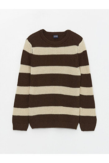 LC Waikiki Langarm-Strickpullover für Jungen mit Rundhalsausschnitt und Farbblockierung