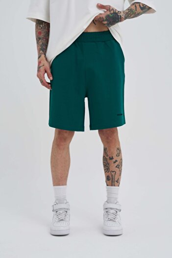 Machinist Men's Basic Relaxed Dark Green Shorts