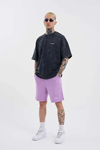 Machinist Men's Luxury Basic Washed Relaxed Lilac Shorts
