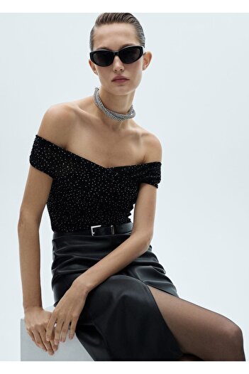 MANGO Woman Strass Detailed Knitwear Blouse