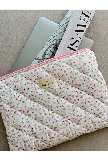 Punchiess Pink Crispy Floral Laptop Tablet Case 15-16 Inch