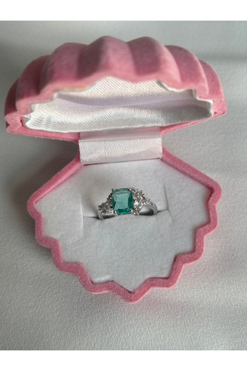 ringbox Silver Colored Square Stone Turquoise Ring