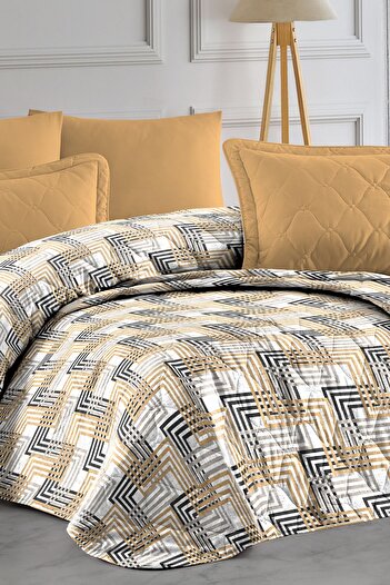 EVA Double Patterned Bed and Sofa Cover - 195x230 cm, Quilted, Multi-Purpose
