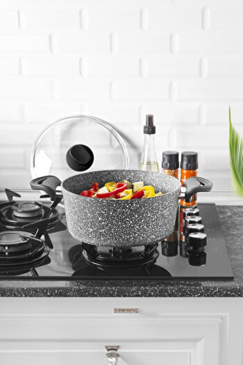 LAVONNI 24 cm Deep Granite Pot Gray