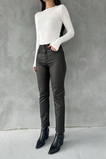 Seda Yalçın Atelier Khaki Waxed Look Jeans