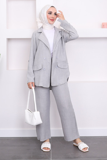 İmajButik Gray Jacket and Trousers Set