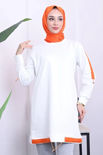 İmajButik Ecru Two Thread Tunic with Elastic Hem