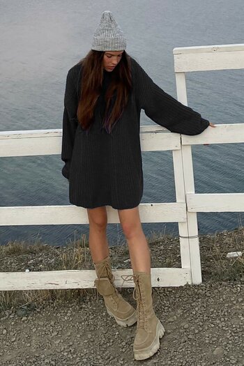 Madmext Mad Girls Black Oversize Sweater Mg1297