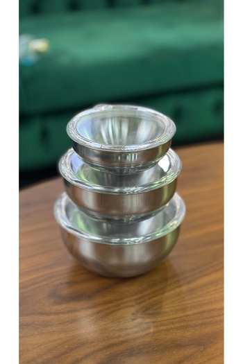 AYKUT MUTFAK GEREÇLERİ Steel Storage Kabi 3Pcs Non-Dirty Cover