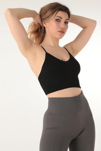 Miorre V-Neck Ribbed Non-Supported Sports Bra - Thin Strap