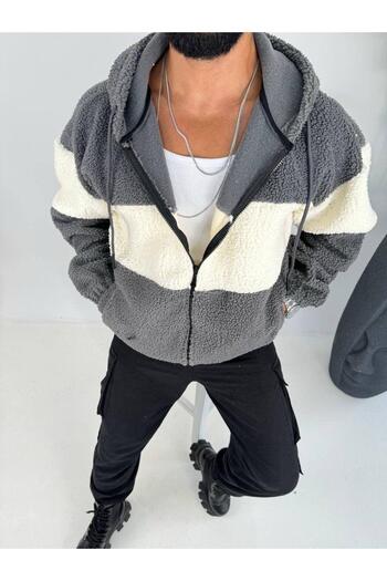 Combineman35 Men's Oversize Hooded Plush Jacket
