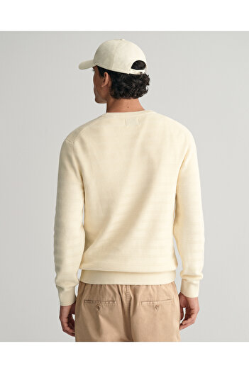 Gant Erkek Krem Regular Fit Bisiklet Yaka Kazak