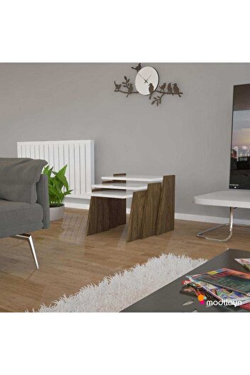 Modilayn Viva Zigon Sehpa Takımı High Gloss *ceviz - Beyaz