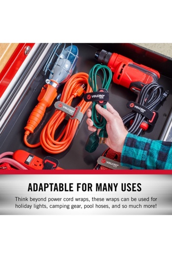 Velcro Power Cord Wraps with Slotted Grommet 1 x 12inch