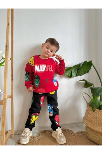 MİNİKO KİDS Boy's Marvel Model 3 Thread Raster Tracksuit Set