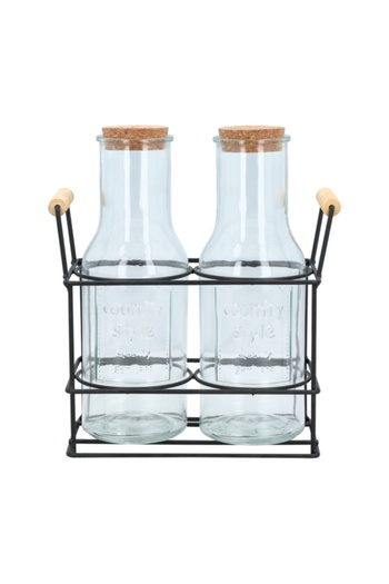 Bien Servi 3-Piece Elegant Design Glass Drinking Juice Jar Set