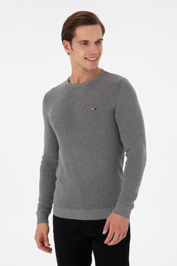 U.S. Polo Assn. Men's Gray Melange Basic Sweater 50298282 -Vr086