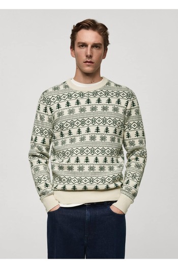 MANGO Man New Year's Print Knit Sweater