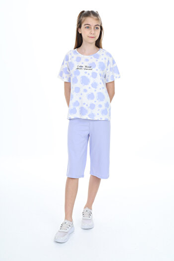 Toontoy Girl's Tie-Dye Patterned Printed Capri Suit