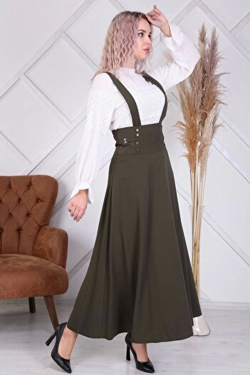 apsen Women's Navy Blue Button Detailed Hijab Salopet Skirt 1951/106