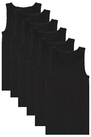 Modaley Giyim 6 Pcs Black Men's Undershirt Cotton Men's Combed Cotton Undershirt