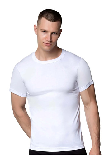PİERLES 6-Piece Men's Combed Cotton White Crew Neck Undershirt -P01