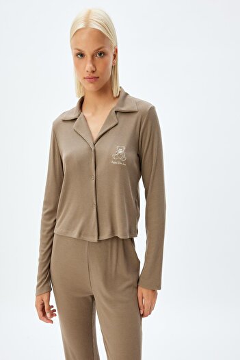 Koton Braunes Damen-Pyjama-Set 5WLK40273MK