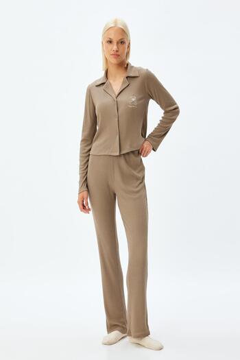 Koton Braunes Damen-Pyjama-Set 5WLK40273MK