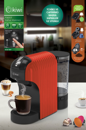 Kiwi Kcm-7597 Multicapsule Coffee Machine Red Compatible with Nespresso / Tchibo / Powder Coffee