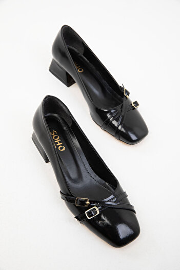 SOHO Patent Leather Black Women's Classic Heeled Shoes - 19997