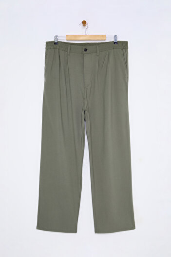 Trendyol Collection Plus Size Khaki Loose Wideleg Fabric Trousers Tmnaw25Ar00000