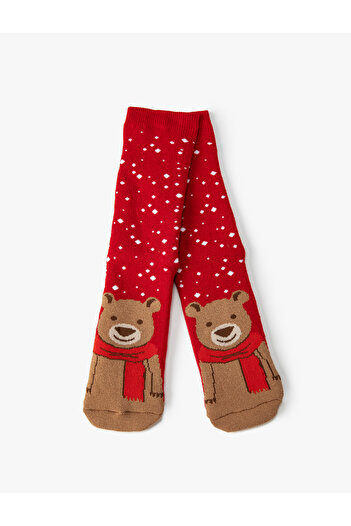 Koton New Year's Patterned Towel Socks
