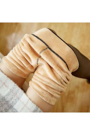 MİSTİRİK Warm Firming Furry Plush Woven Pantyhose Black Color Tights