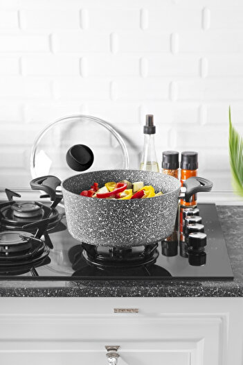 LAVONNI 20 cm Granite Deep Pot Gray Technical Equipment