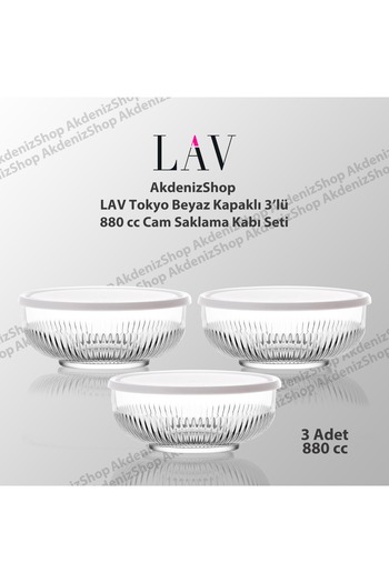 LAV White Lid 3 Pieces 880Cc Tokyo Storage Container