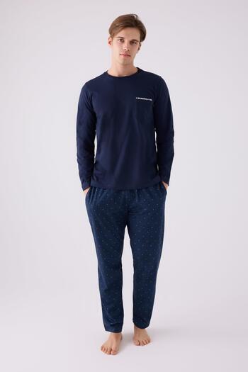 Arnetta Men's Navy Blue Cotton Pajama Set